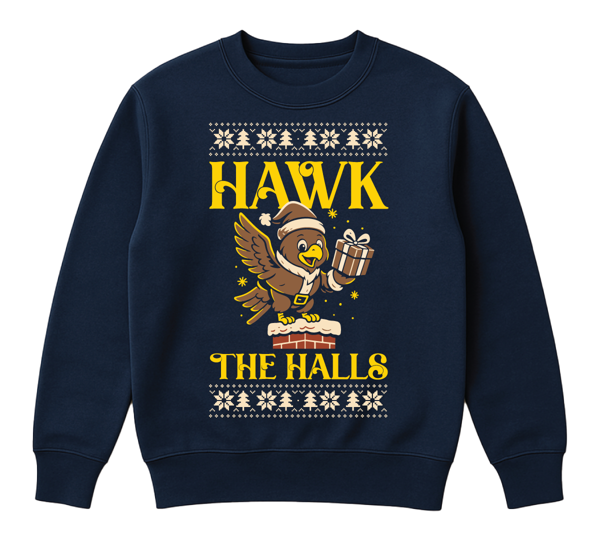 Hawk the Halls Christmas Crew Neck - Navy (youth sizes)