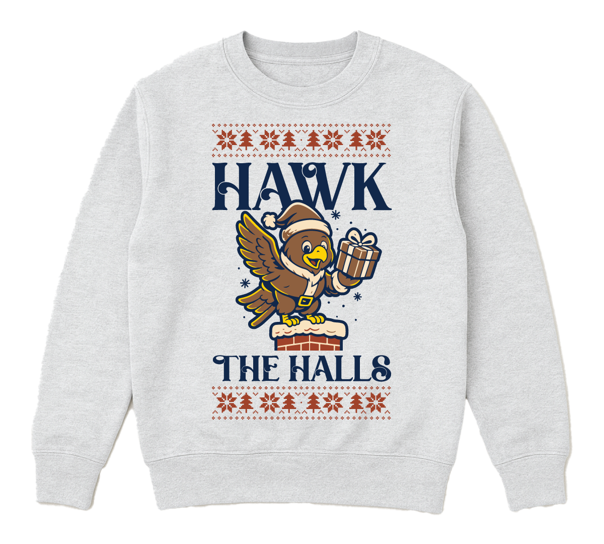 Hawk the Halls Christmas Crew Neck - Ash (adult sizes)